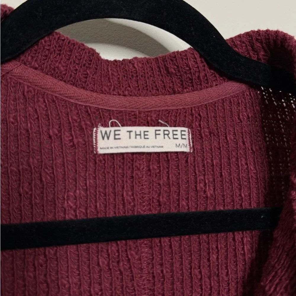 Free People It's On Ribbed Cardigan in Cabernet